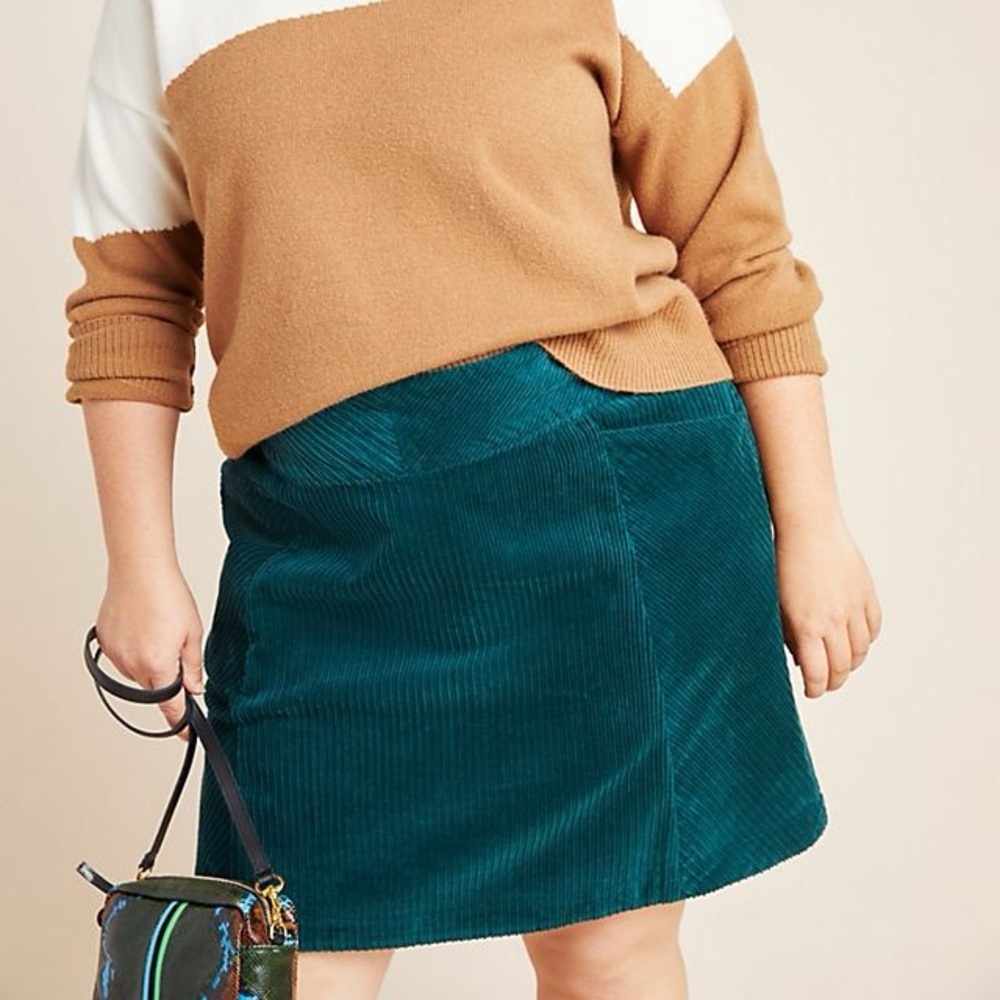Anthropologie Maeve Slim Corduroy Velvet Mini Skirt 18 Academia Classic Office